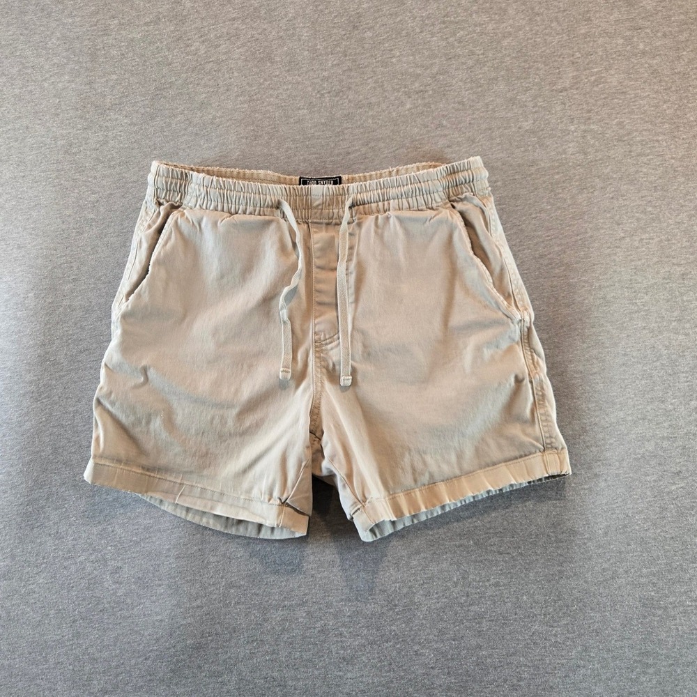 Todd Snyder Weekend Shorts Mens Small Khaki Tan Cotton Tencel Stretch 5" Inseam